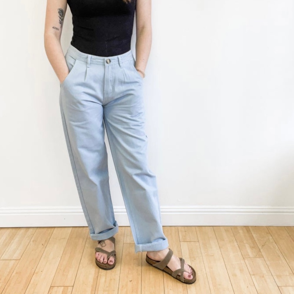 High Rise Blue Chino Pant